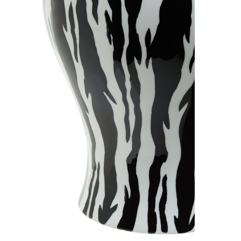 Black & White Zebra Print Ceramic Ginger Jar