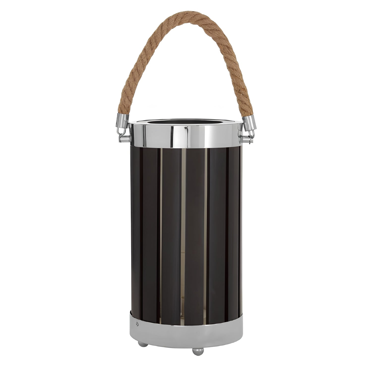Jabier Black Lantern Table Lamp - top detail with rope handle