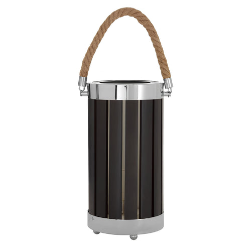 Jabier Black Lantern Table Lamp - top detail with rope handle