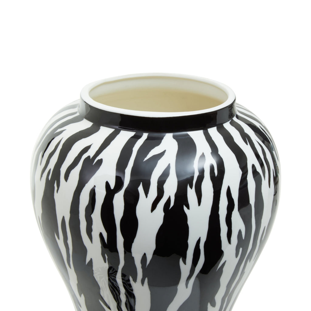 Black & White Zebra Print Ceramic Ginger Jar