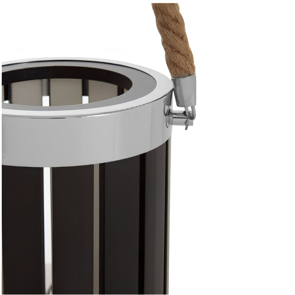 Jabier Black Lantern Table Lamp - lit with warm glow