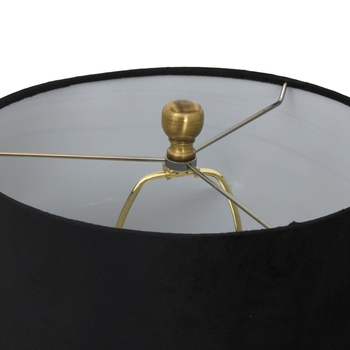 Interior of the Luxton black lamp shade and metallic fittings