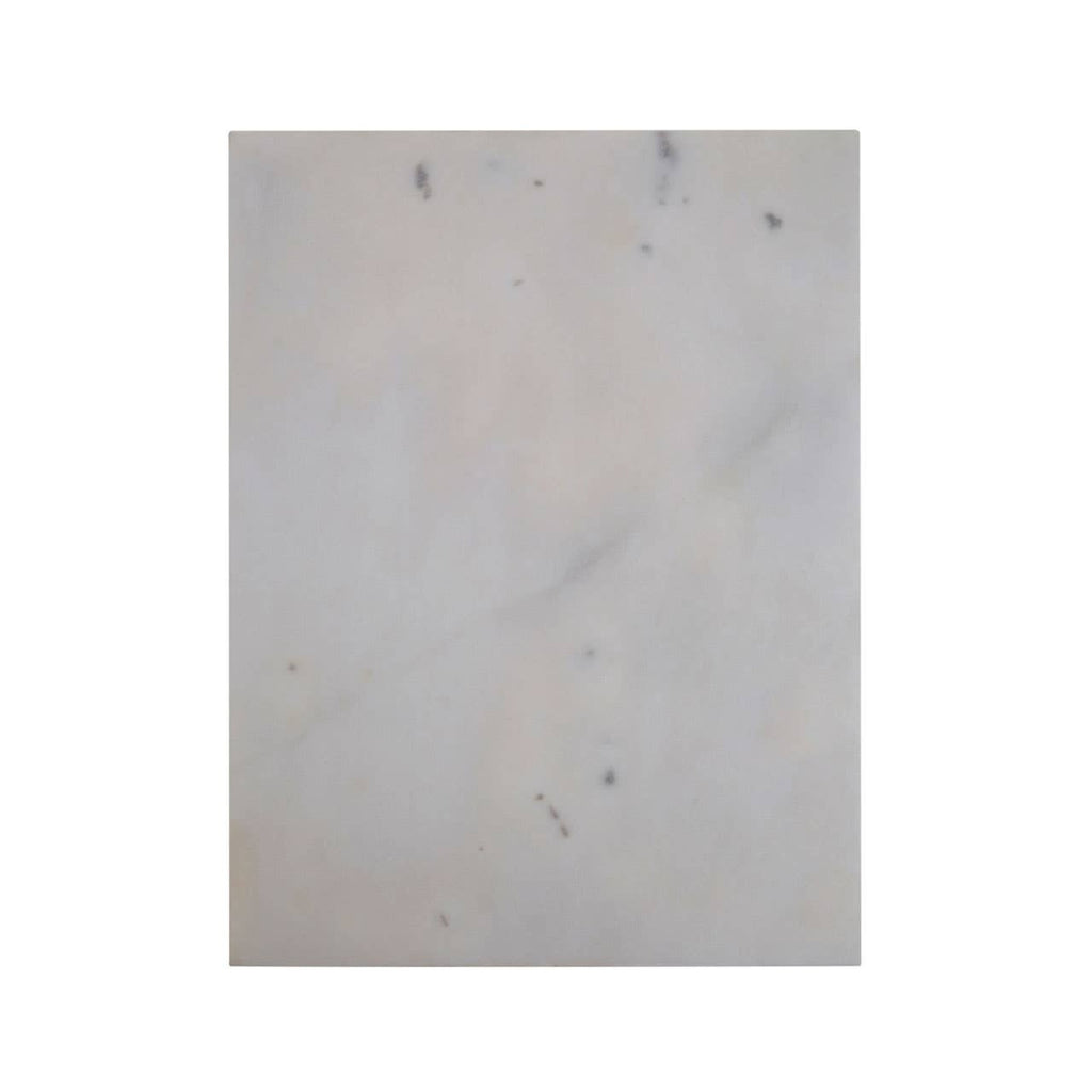 A square sample of light gray marble with subtle darker gray veining and small speckles, centered on a white background.