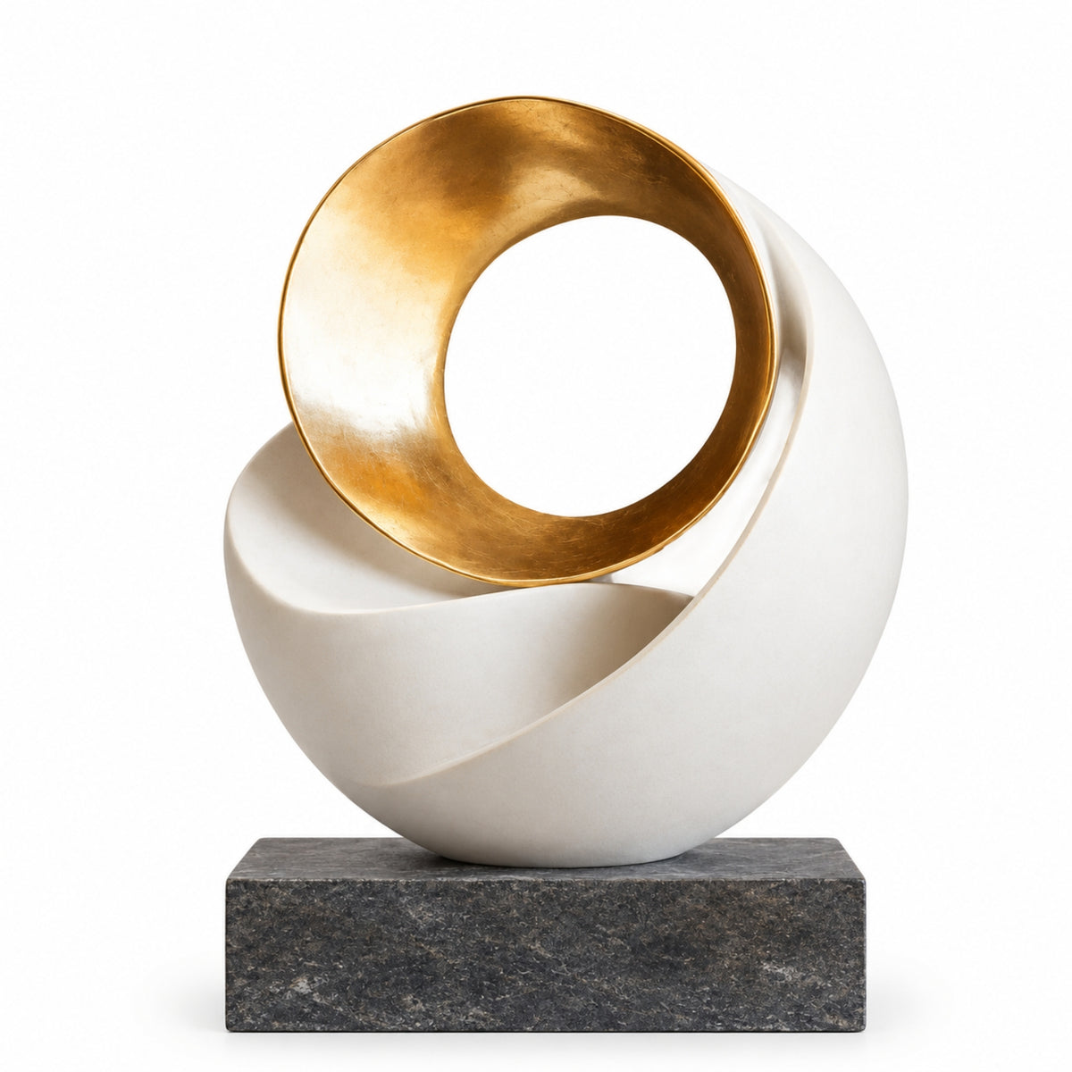 Gold Twist Sculpture On Stone Base Table Decor