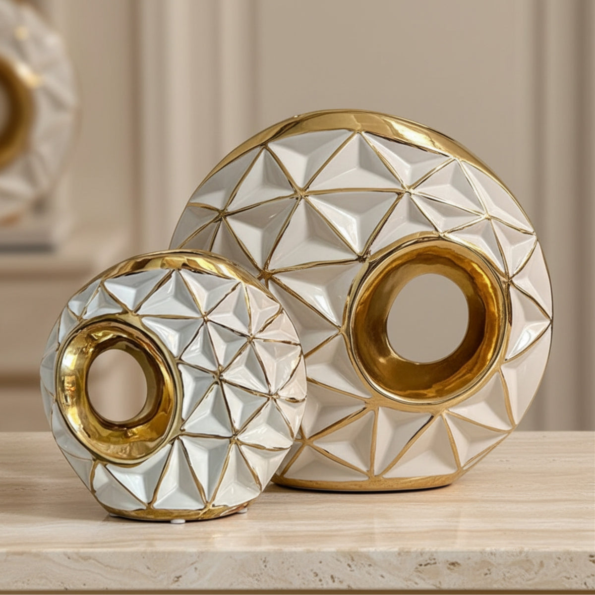 Gold Geometric Vase Set of 2