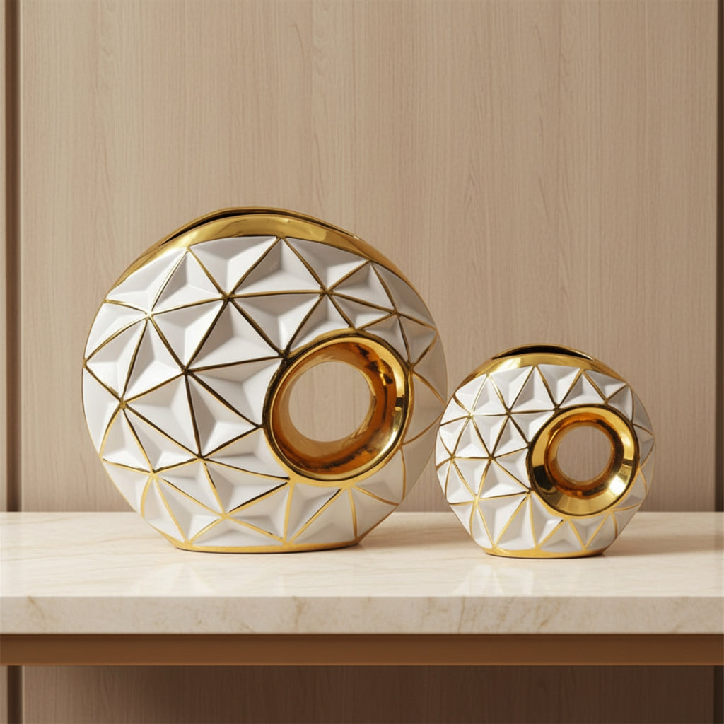 Gold Geometric Vase Set of 2