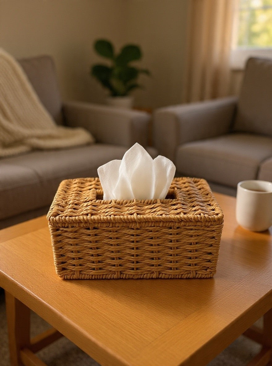 Hand-Woven Decorative Home & Office Tissue Box