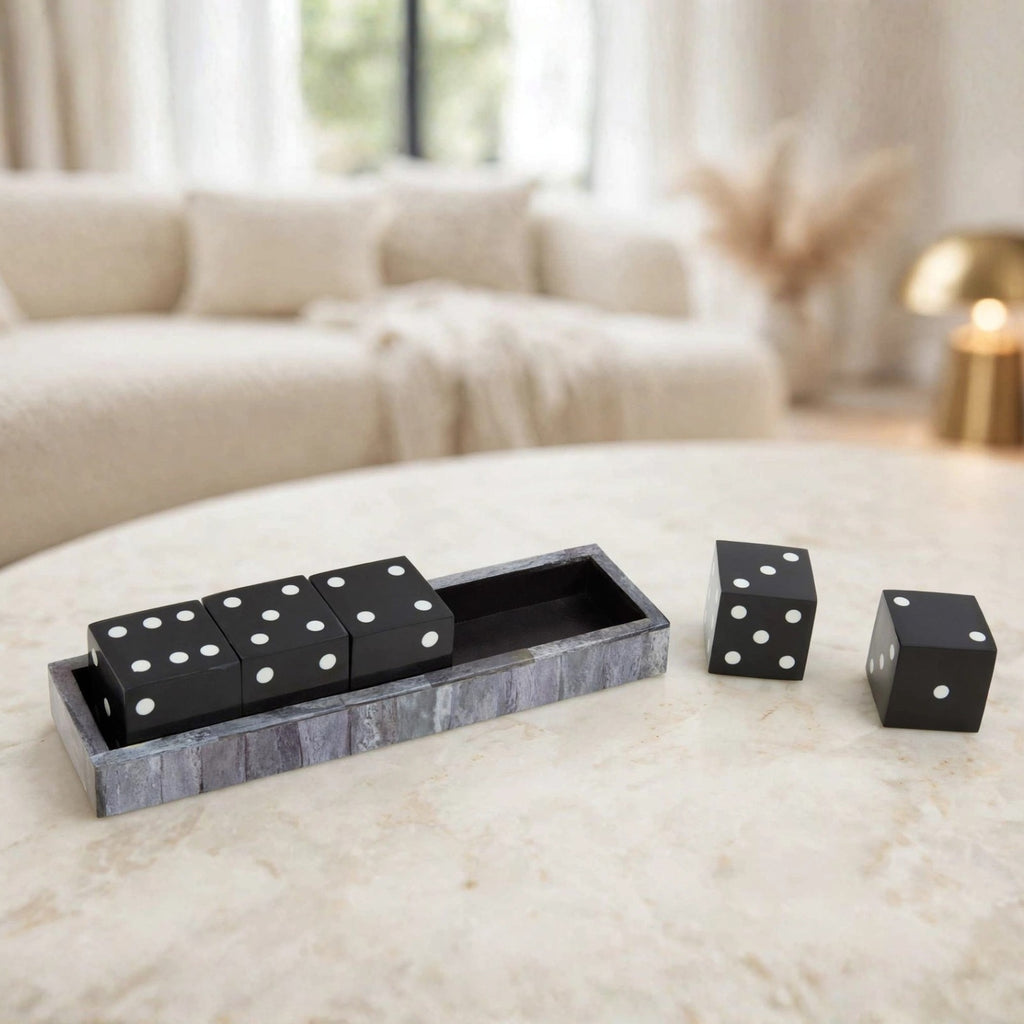 Luxury Churchil Game Dice Set with Bone Inlay Tray