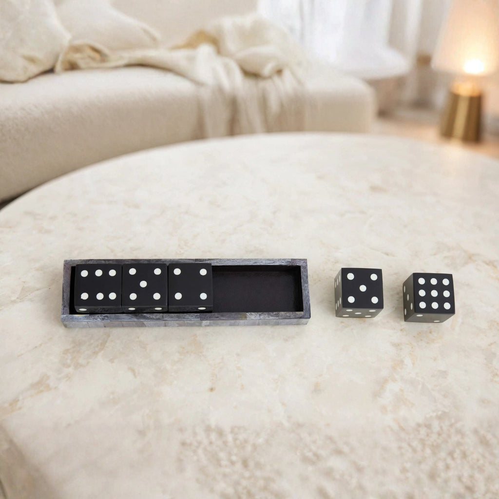 Luxury Churchil Game Dice Set with Bone Inlay Tray