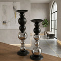 Metallic Ball Stack Candle Holder Black & Silver