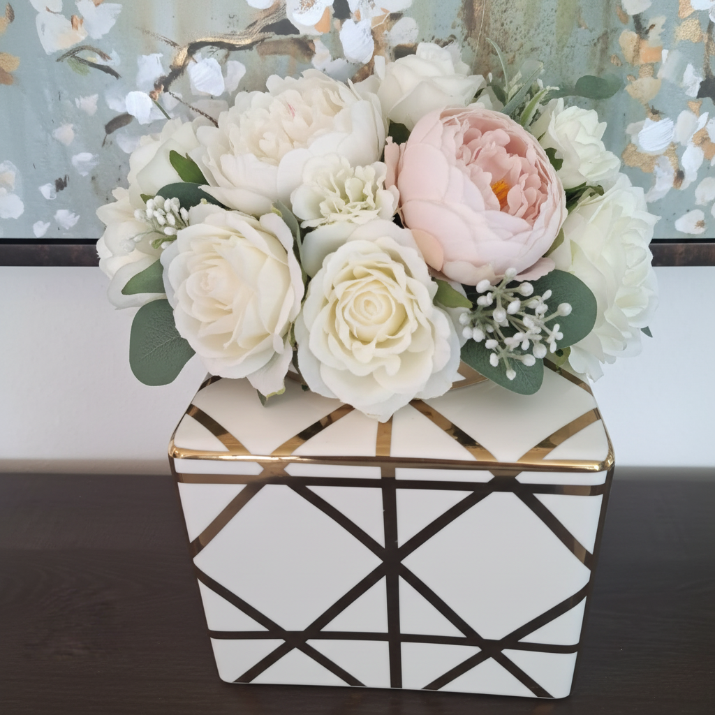 Art Decor Ceramic Jar with Flowers
