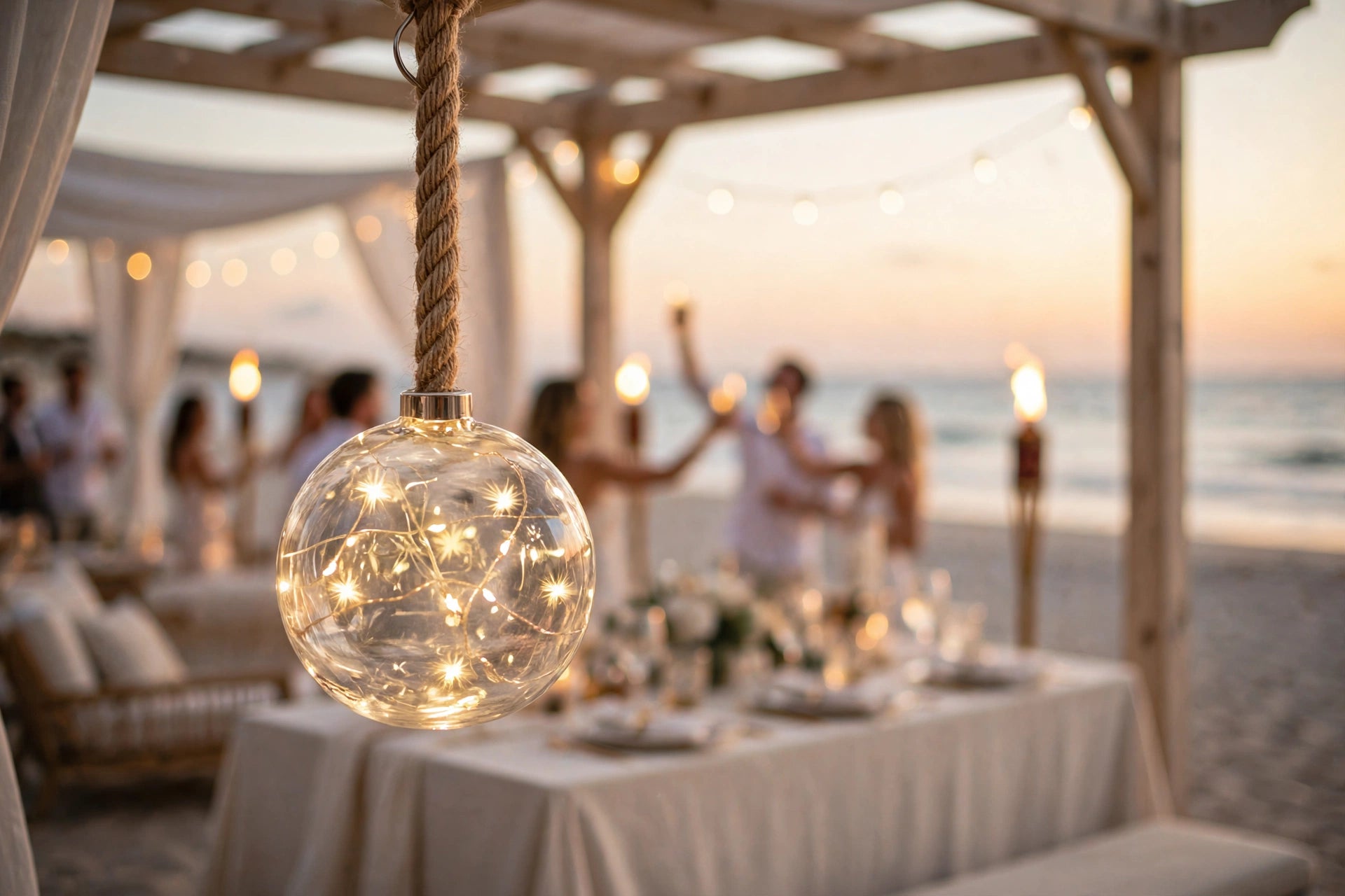 Glass Ball Fairy Light Rope Pendant