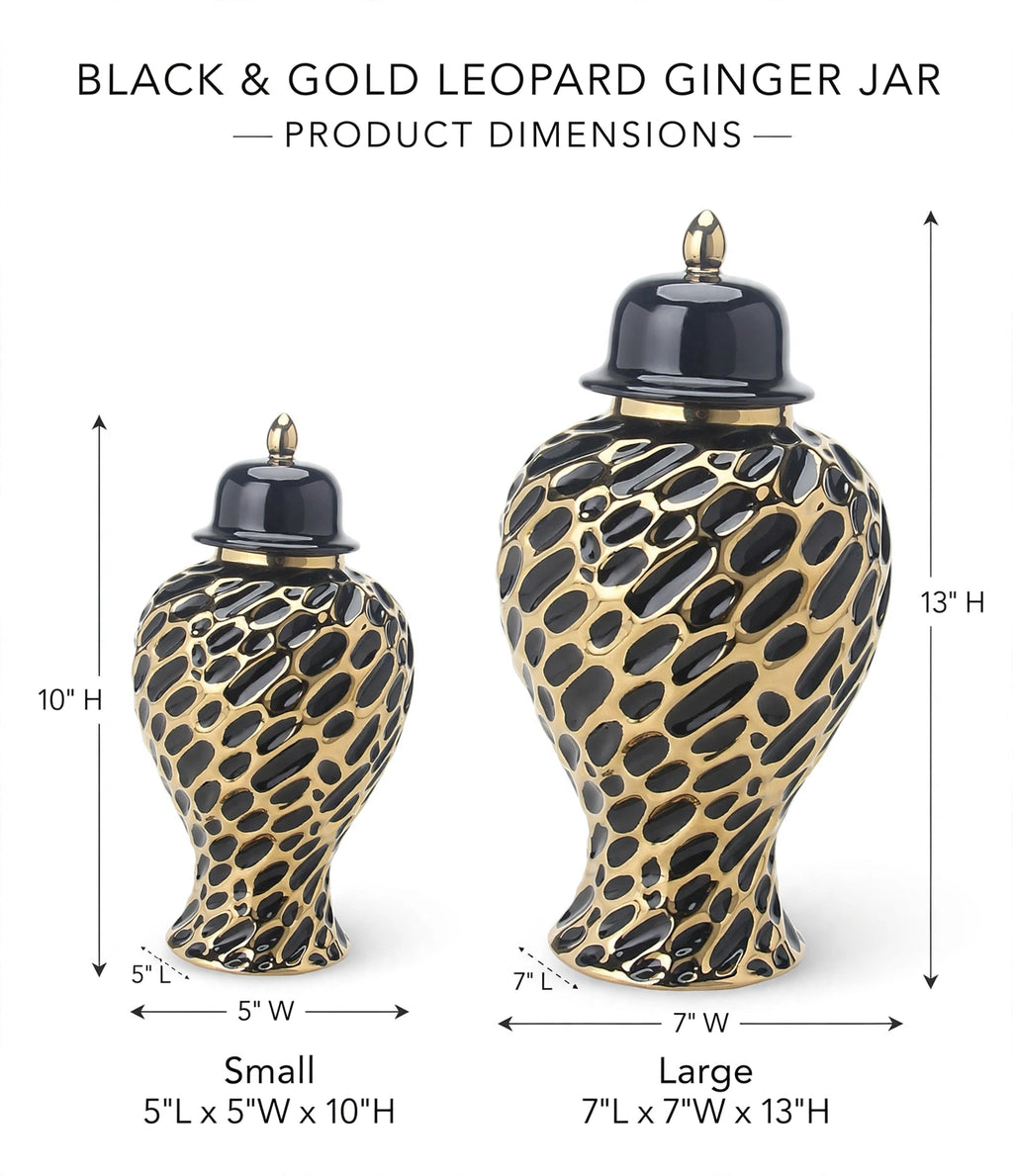 Mosaic  Ceramic Ginger Jar With Lid Black & Gold