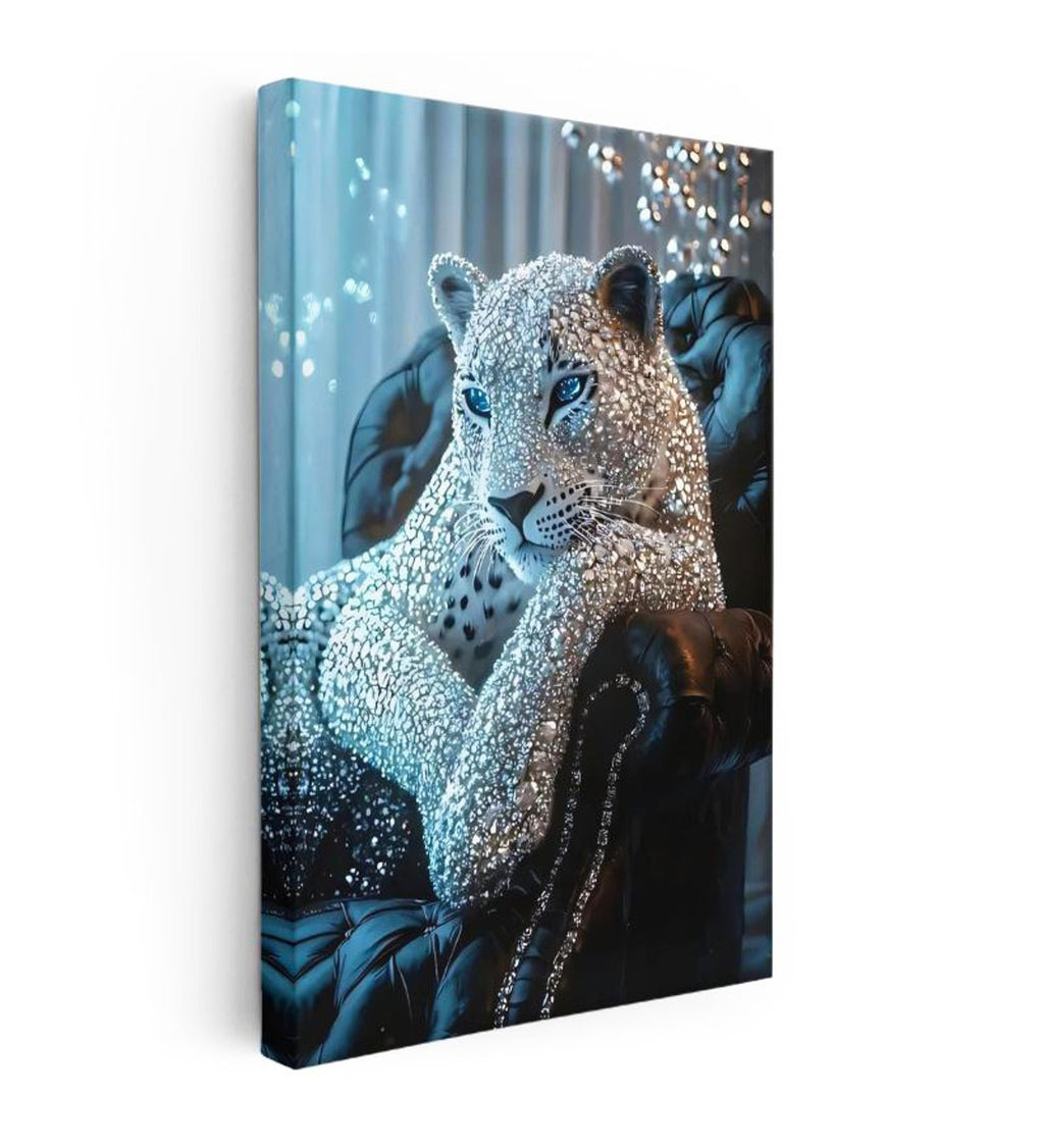 Crystal Diamond Leopard Canvas Wall Art - angled product view