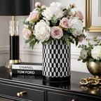 Geometric jar with flowers