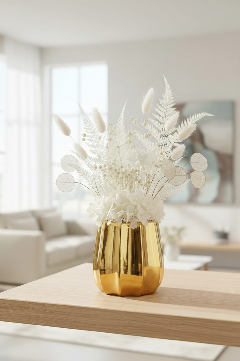 Gold Vase on Dining Table