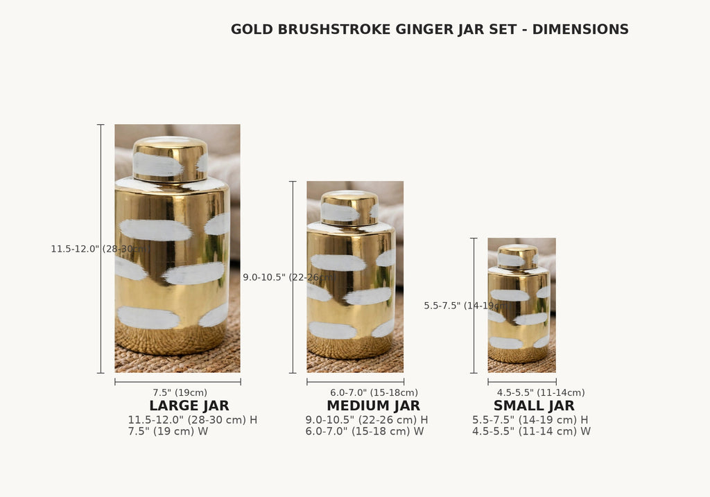 Gold & White Brushstroke Ceramic Ginger Jar