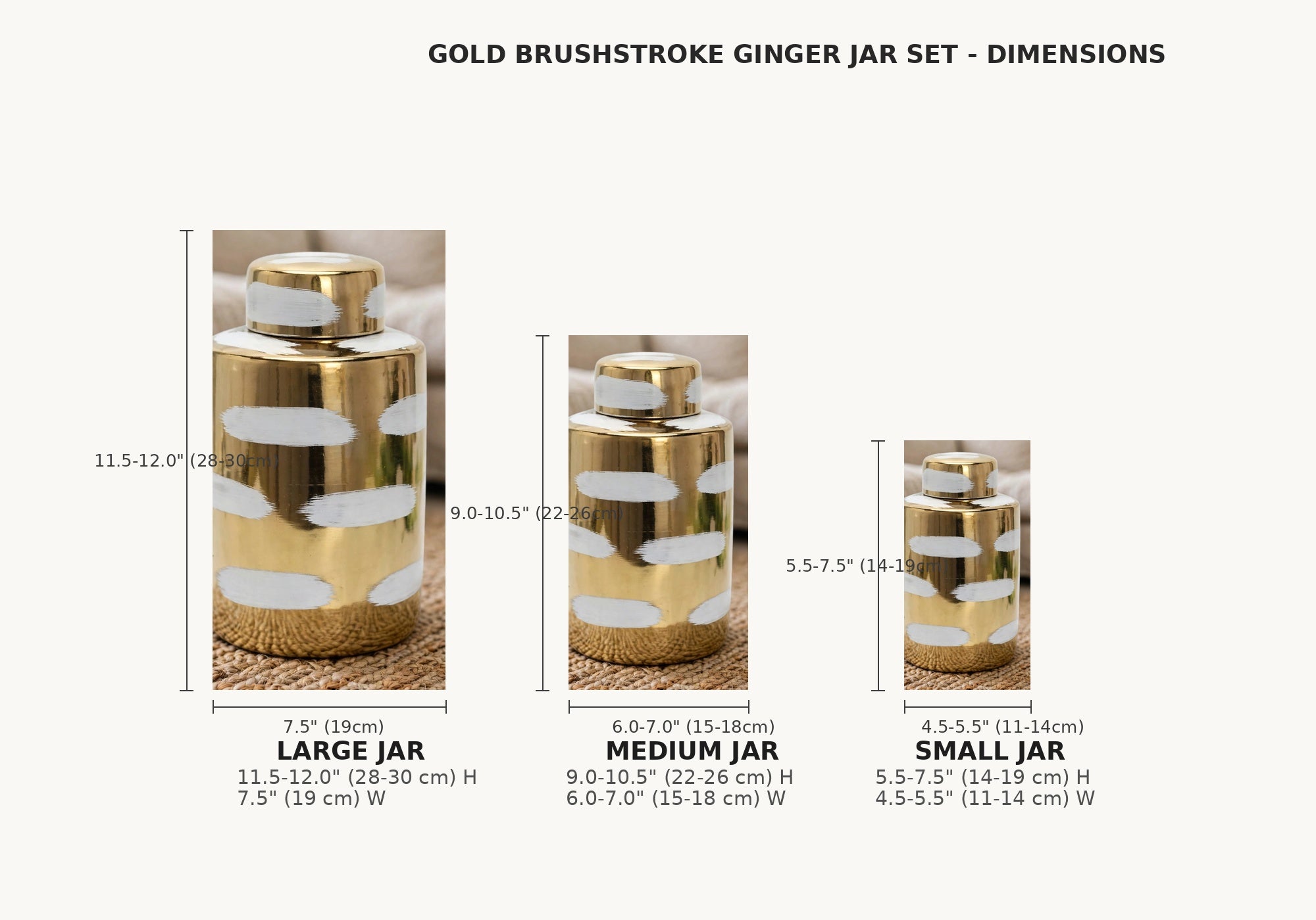 Gold & White Brushstroke Ceramic Ginger Jar