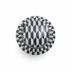 Geometric monochrome ceramic ginger jar top-down view