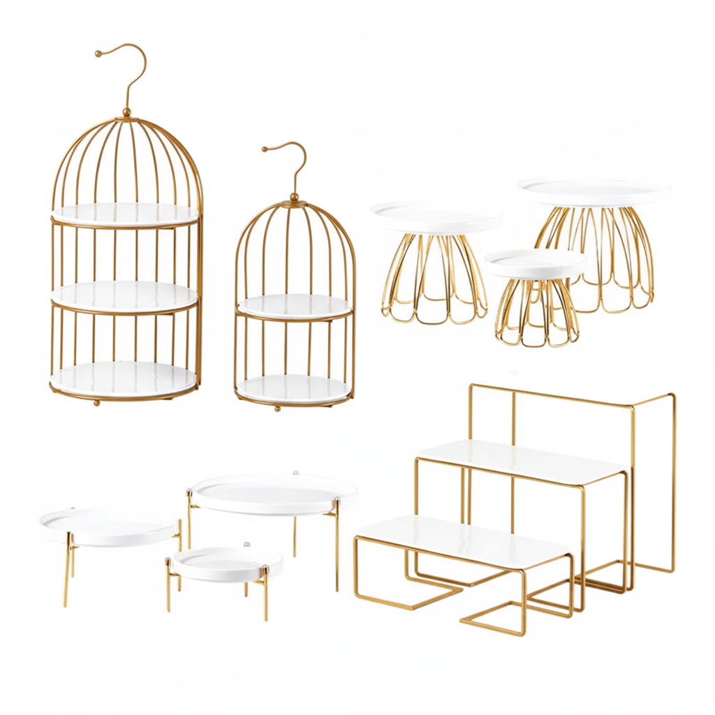 Gold cake stand set - styled dessert table overview