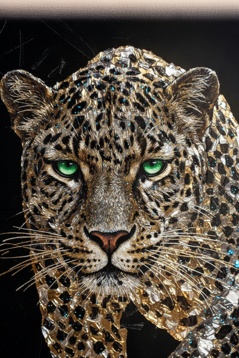 Metallic Leopard Wall Art – close-up detail