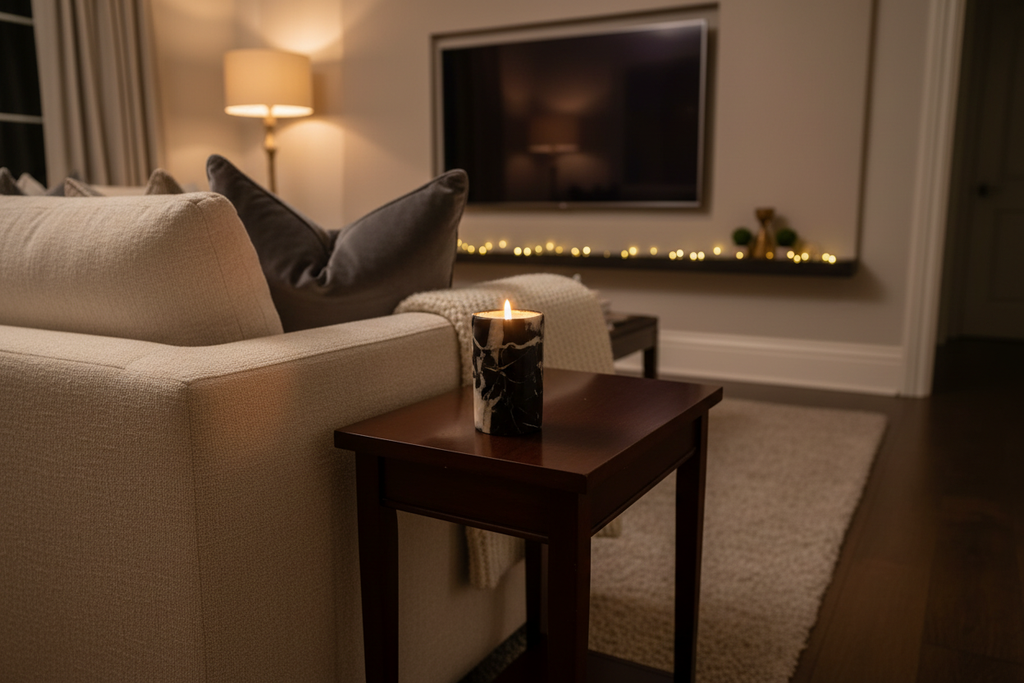 Mix marble candle in TV lounge