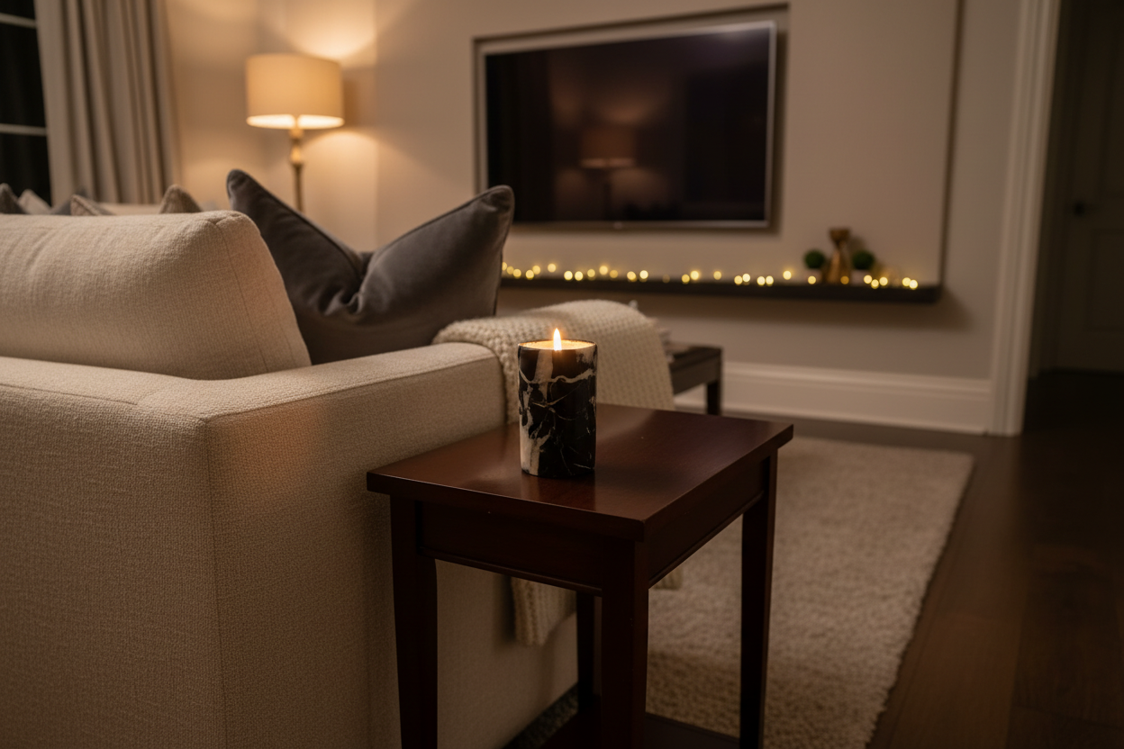Mix marble candle in TV lounge