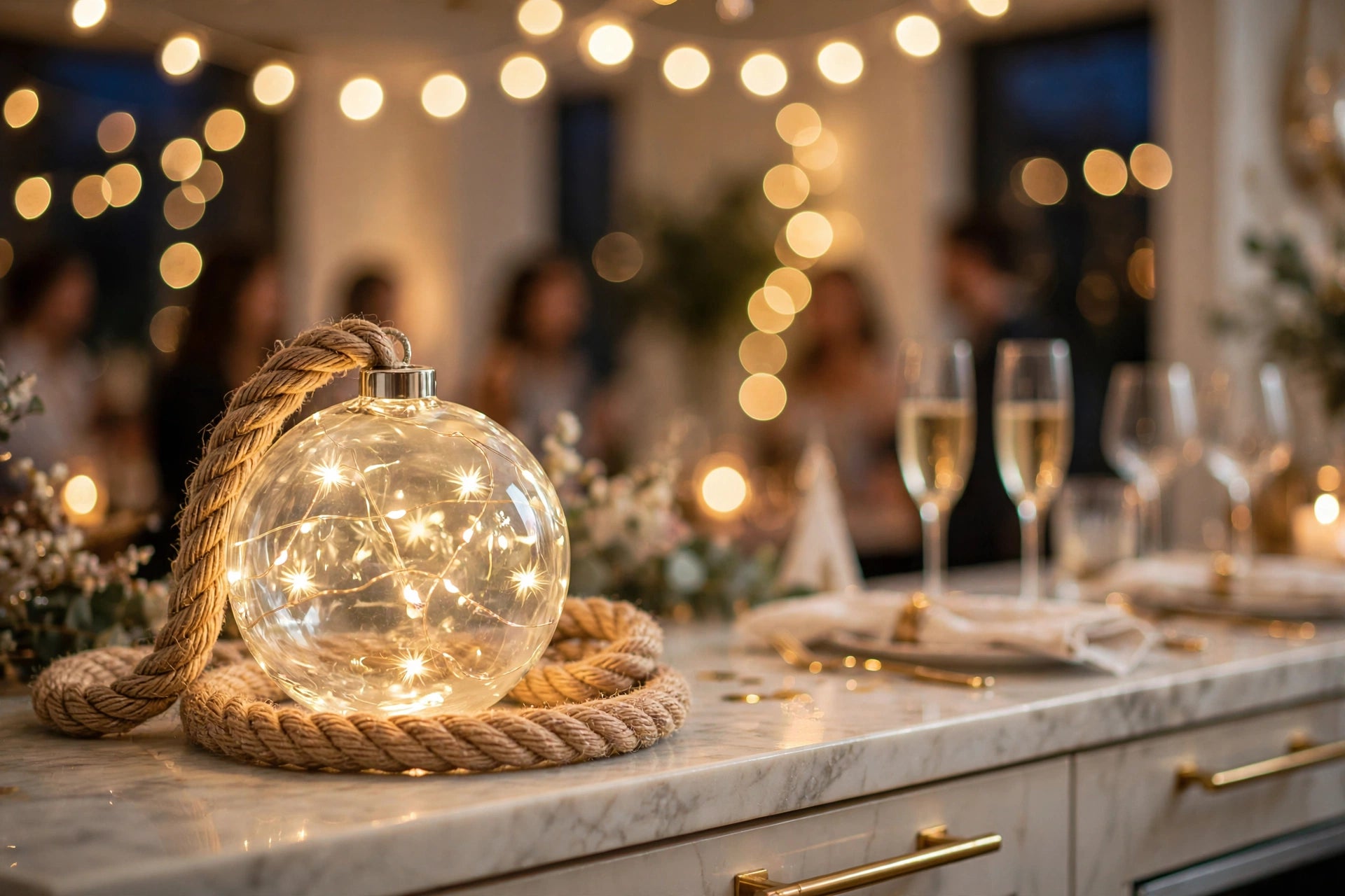 Glass Ball Fairy Light Rope Pendant
