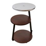 3-tier LED side table full view showing all three shelves and black iron frame