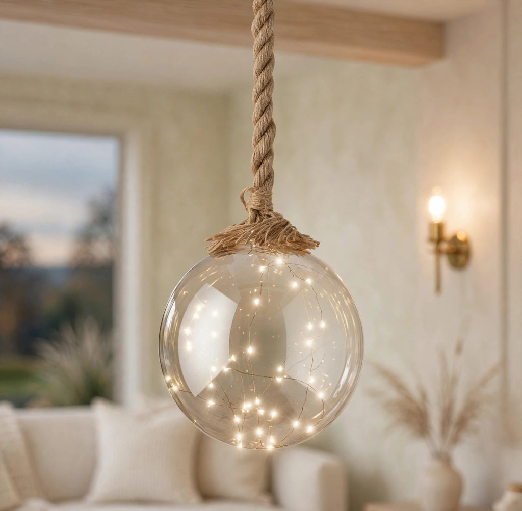 Glass Ball Fairy Light Rope Pendant