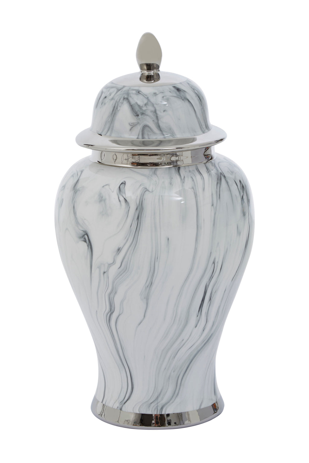 Marmo Marble Effect Ceramic Ginger Jar Large - white background side