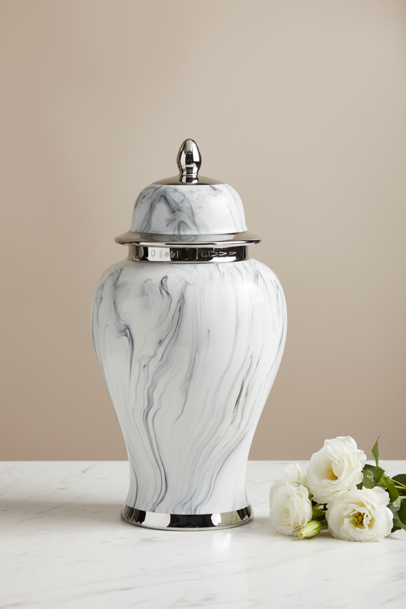 Marble Ginger Jar - Enhanced