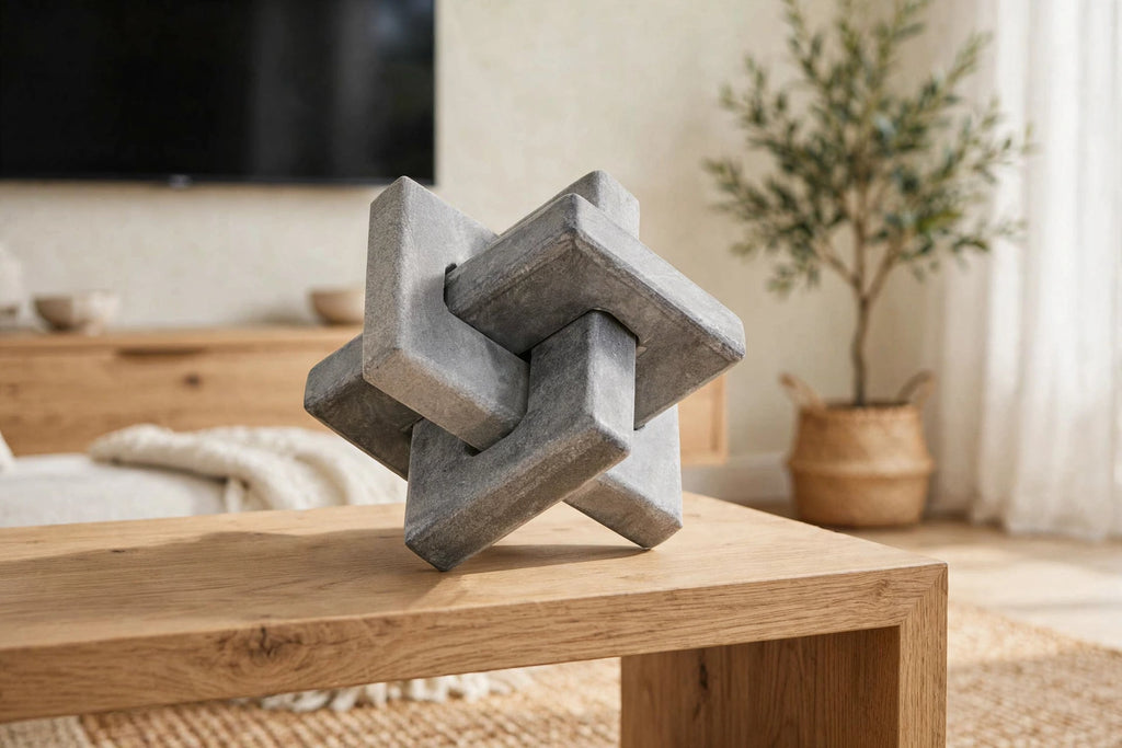 Geometric Marble Stone Knot Sculpture