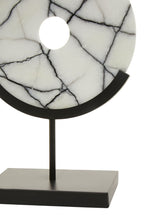 Marble Circle Disc Sculpture on Black Stand