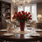 Ruby Red Vase with Roses