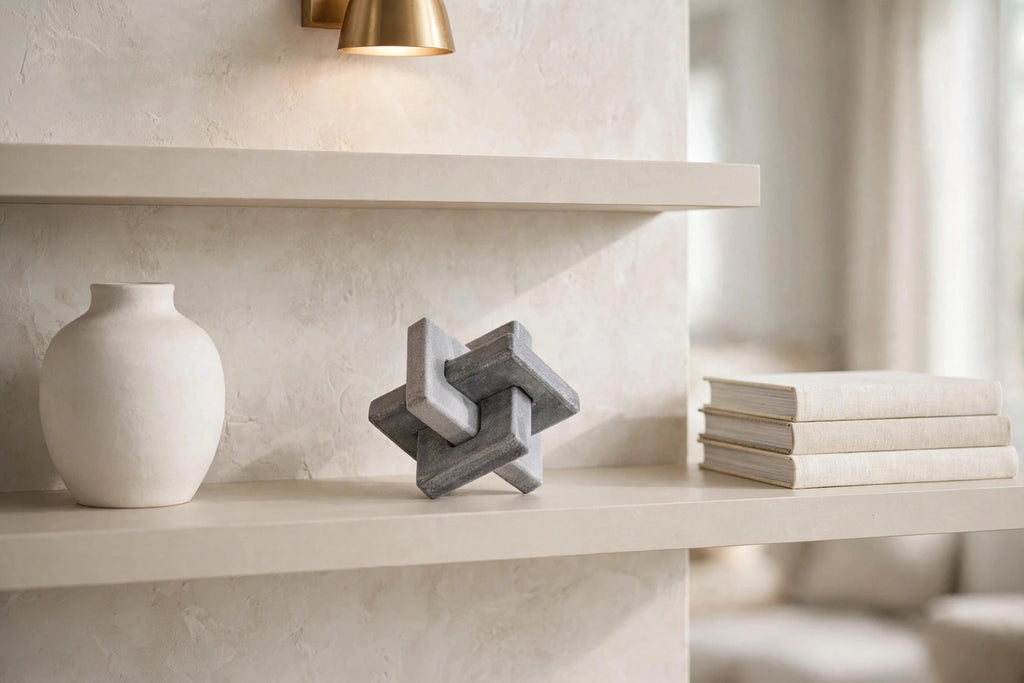 Geometric Marble Stone Knot Sculpture